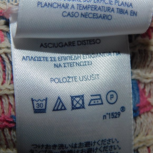 Chaps Womens L Southwestern Aztec Tribal Knit Short Sleeve Sweater Linen Blend - Picture 7 of 11